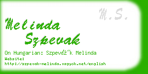 melinda szpevak business card